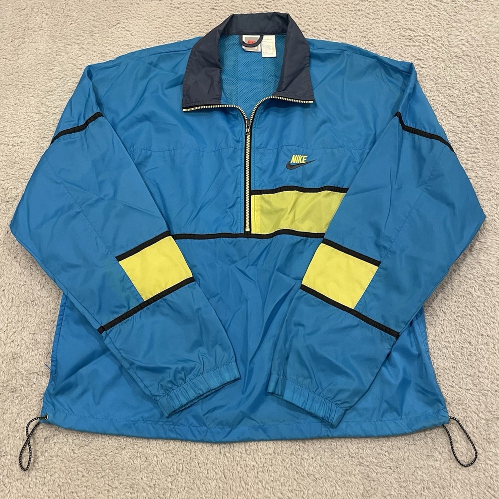 VTG Nike Anorak Windbreaker Jacket Mens Medium Vented 1/2 Zip Gray Tag 80s 90s